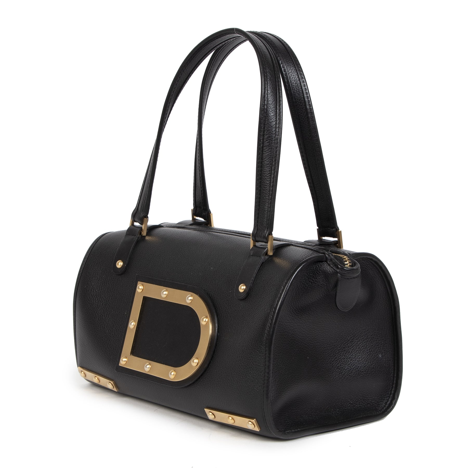 Authentic second-hand vintage Delvaux Black Le Astrid MM Bag buy online webshop LabelLOV