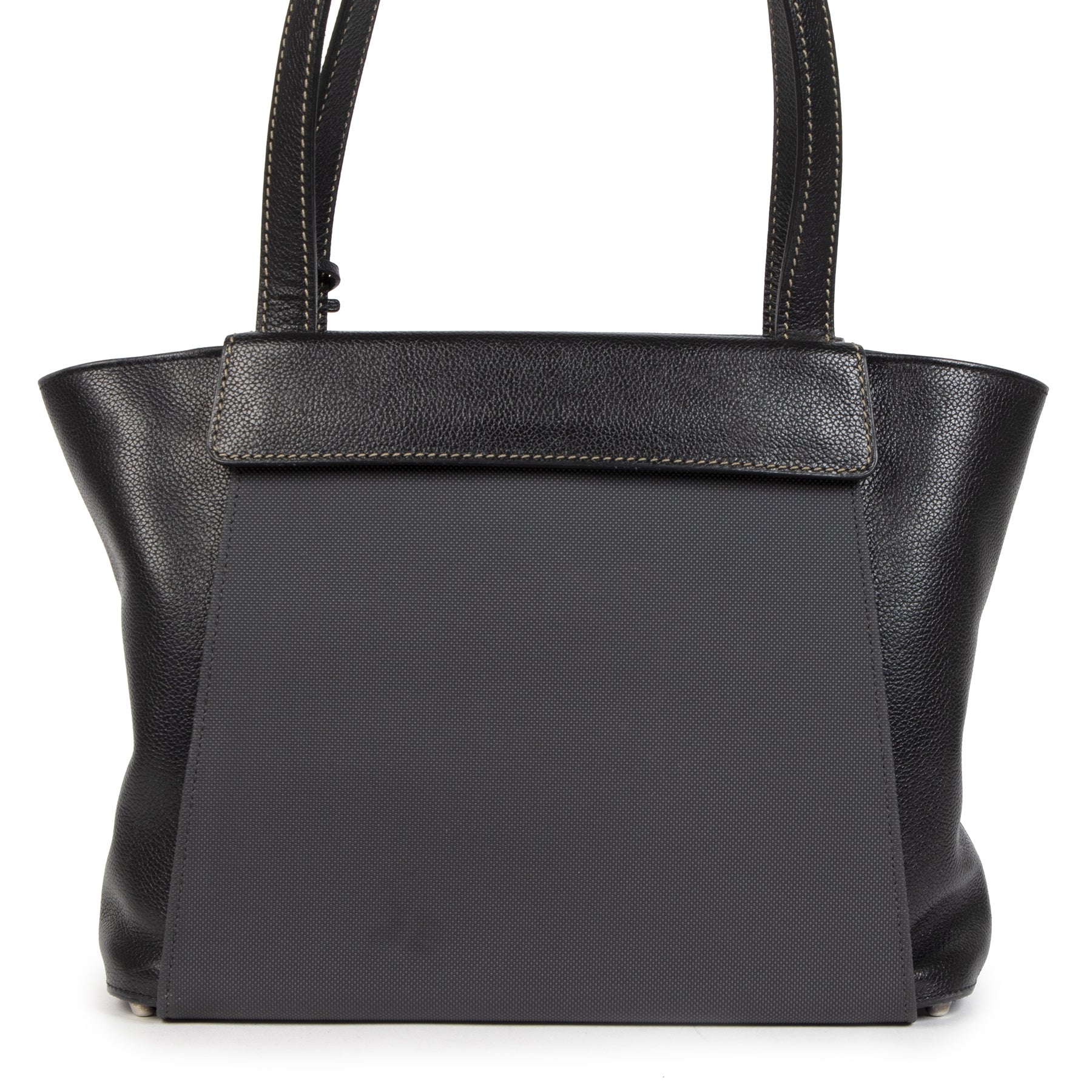 Authentic second-hand vintage Delvaux Black Grey Flap Shoulder Bag buy online webshop LabelLOV