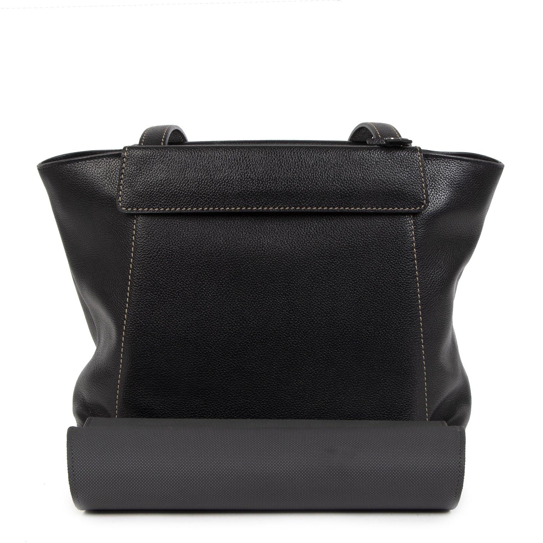 Authentic second-hand vintage Delvaux Black Grey Flap Shoulder Bag buy online webshop LabelLOV