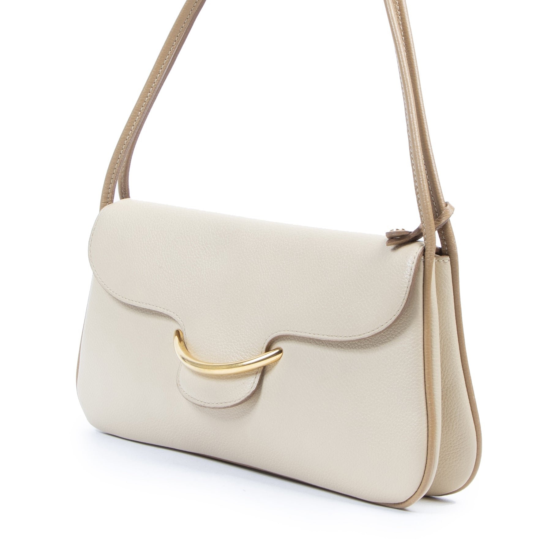 Authentieke Tweedehands Delvaux Bague Cream Shoulder Bag juiste prijs veilig online shoppen luxe merken webshop winkelen Antwerpen België mode fashion
