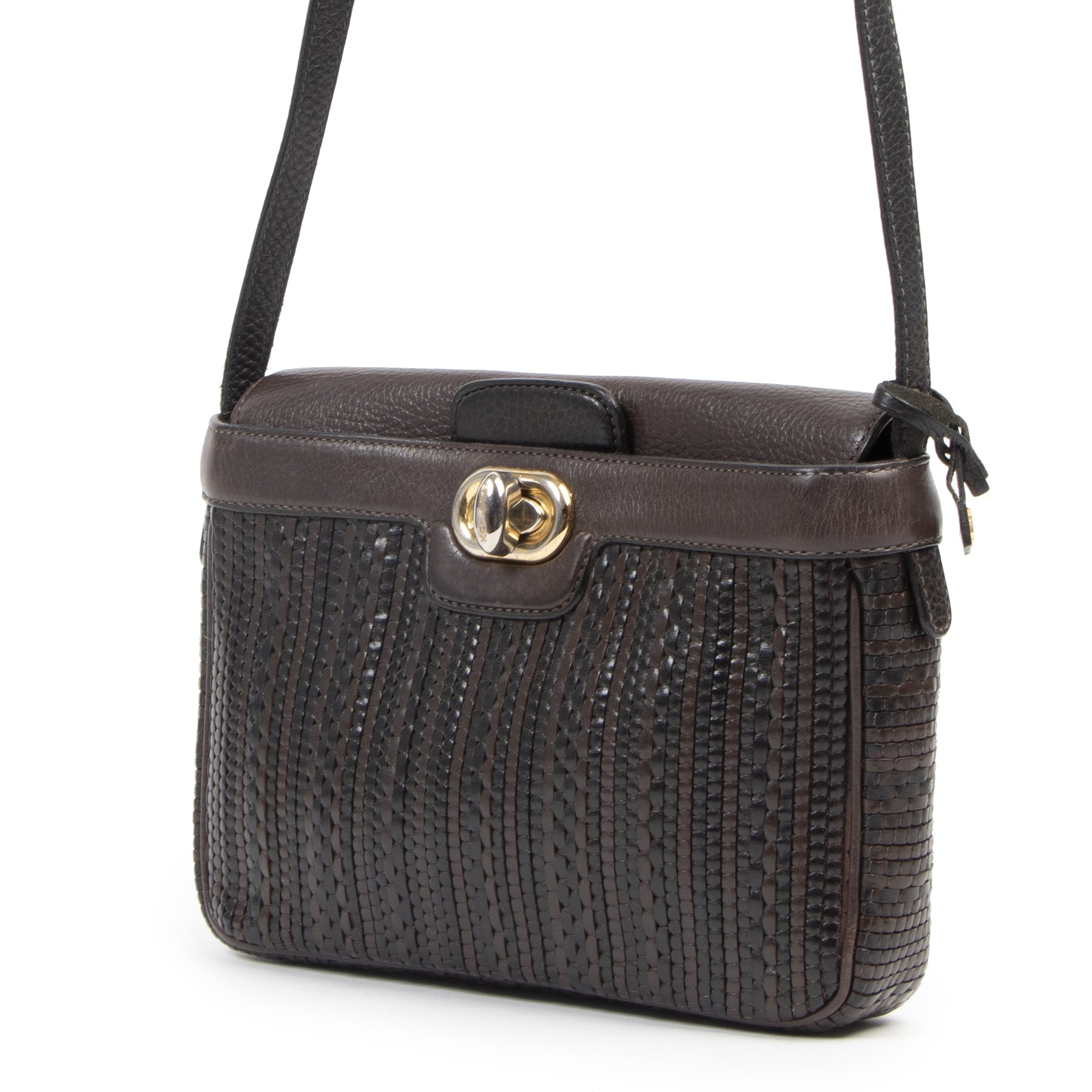 Authentique seconde-main vintage Delvaux Toile De Cuir Crossbody Bag achète en ligne webshop LabelLOV