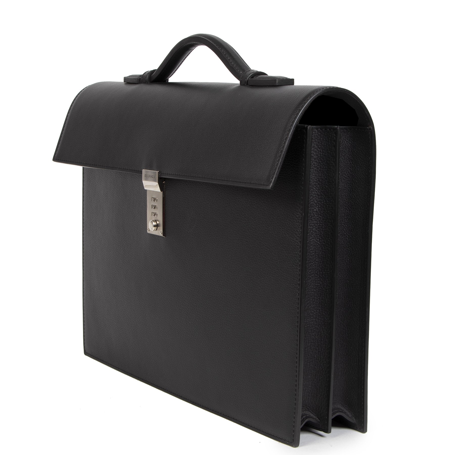 Authentic second-hand vintage Delvaux Black Briefcase buy online webshop LabelLOV