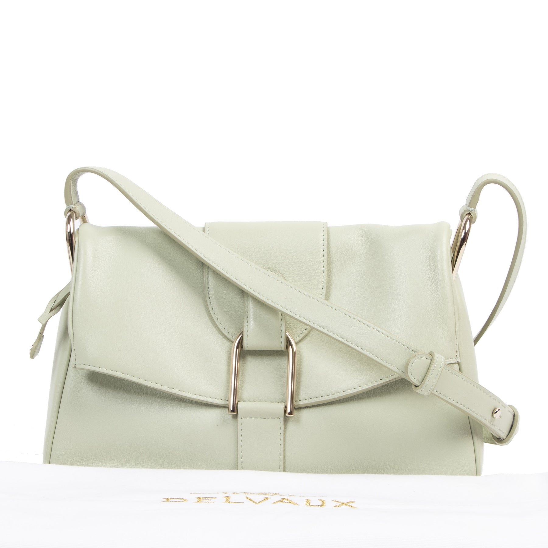 Authentieke tweedehands vintage Delvaux Mint Givry Crossbody Bag koop online webshop LabelLOV
