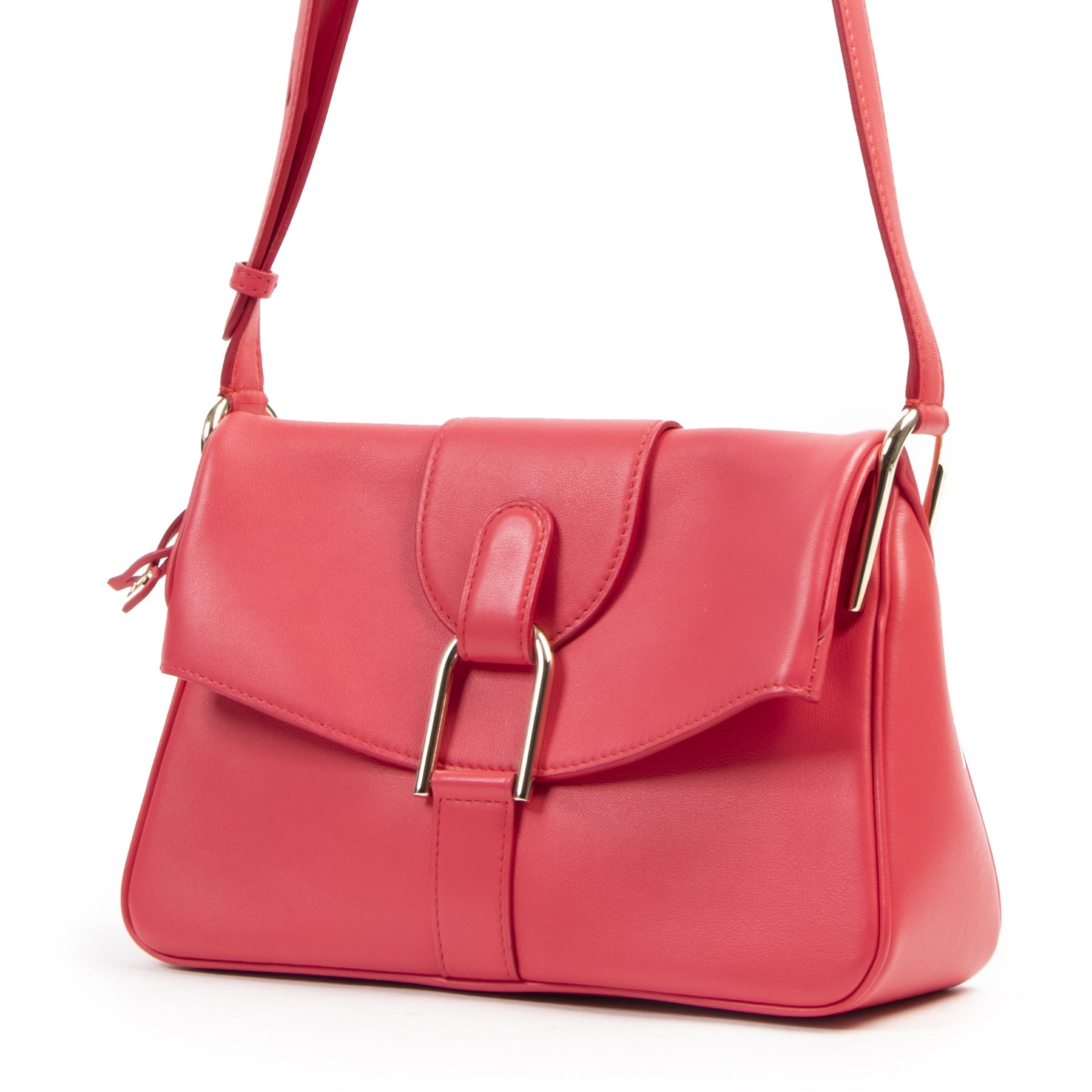Authentieke tweedehands vintage Delvaux Red Givry Crossbody Bag koop online webshop LabelLOV