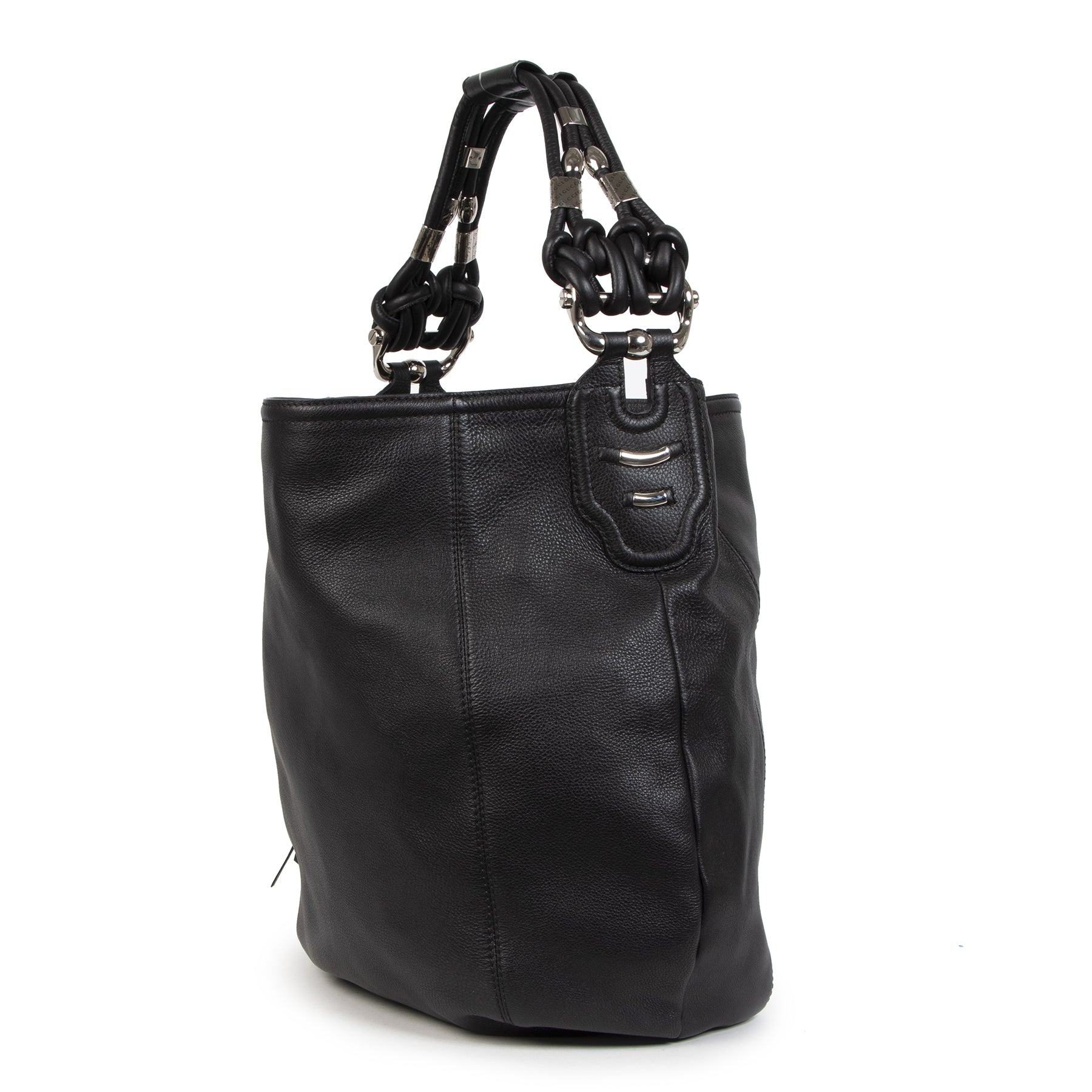 Authentic second-hand vintage Gucci Black Techno XL Hobo Bag buy online webshop LabelLOV
