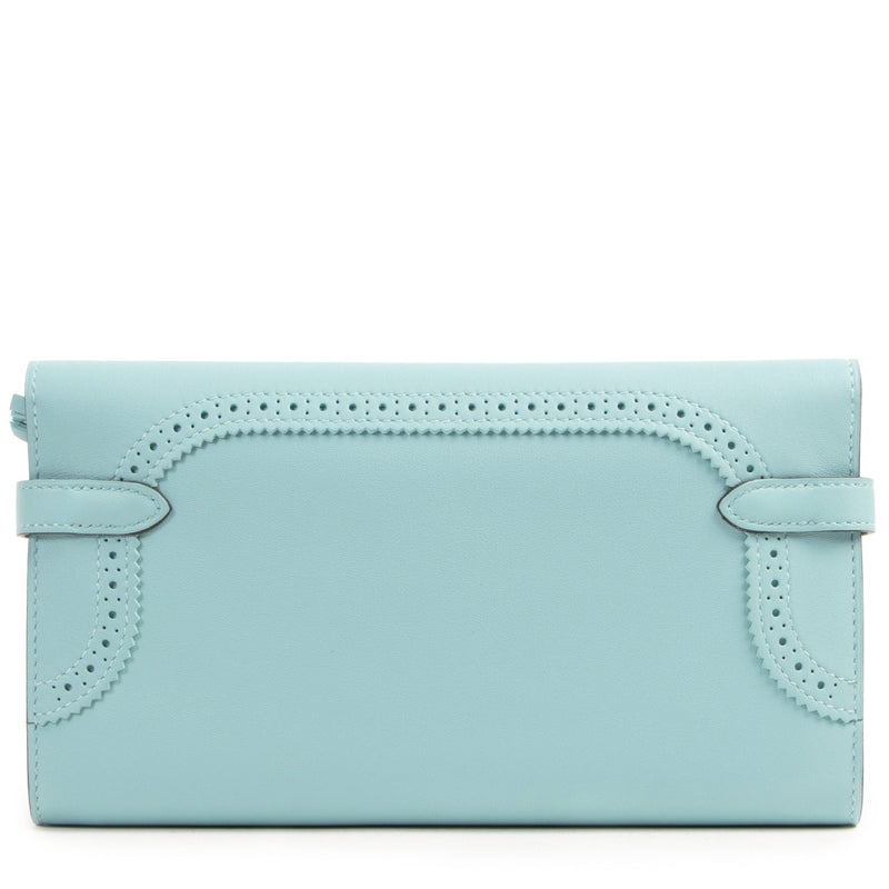 NEW Hermes Kelly Classic Ghillies Wallet Veau Swift Blue Atoll PHW on www.labellov.com. Shop safe and secure online. Preowned handbags. Worldwide shipping.