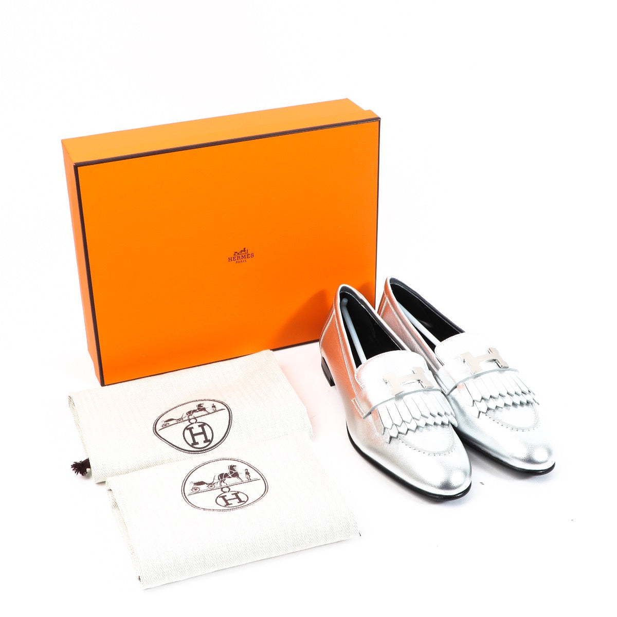Hermès Silver Royal Loafers