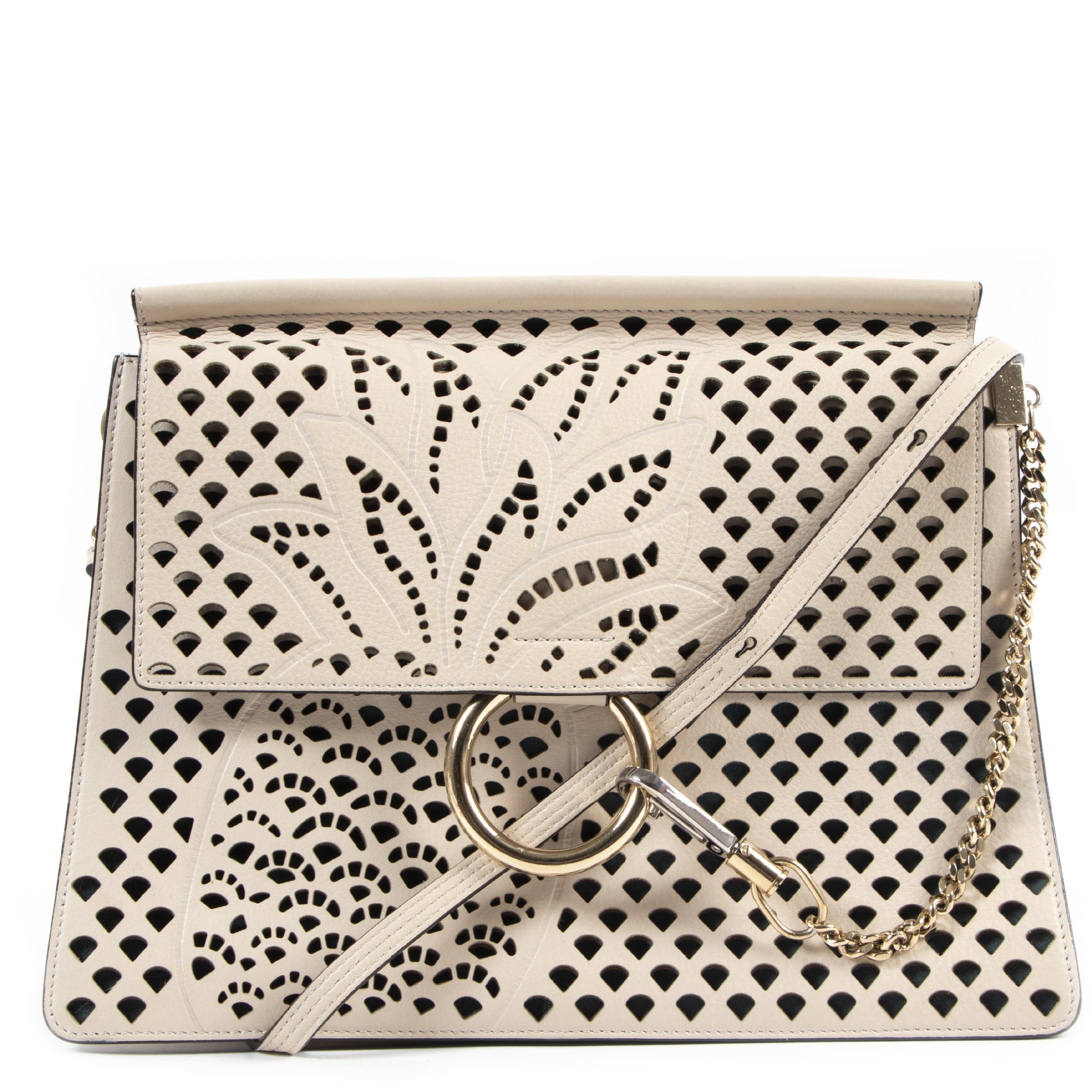 Chloé Beige Faye Large Cut-out Shoulder Bag available exclusively at Labellov vintage designer fashion
