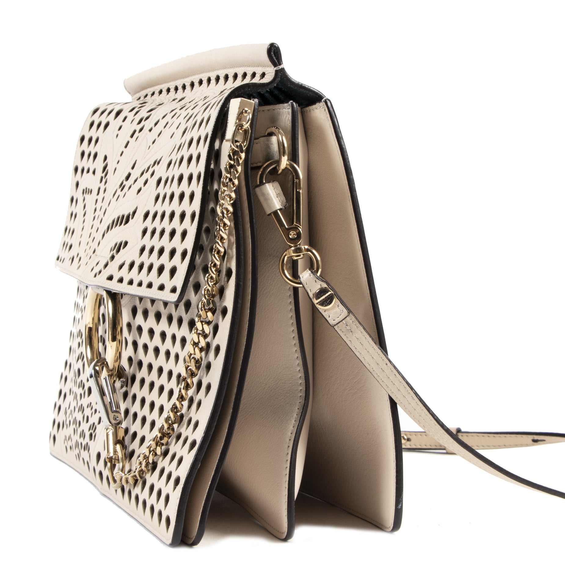 Chloé Beige Faye Large Cut-out Shoulder Bag
