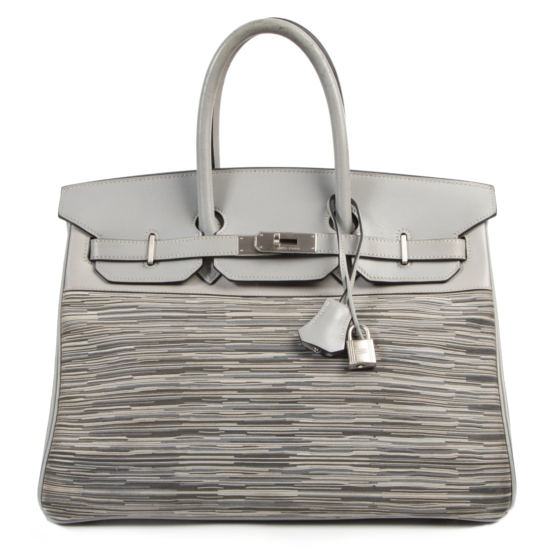 Hermès Birkin vibrato 35cm gris perle box calf BRUSHED hardware