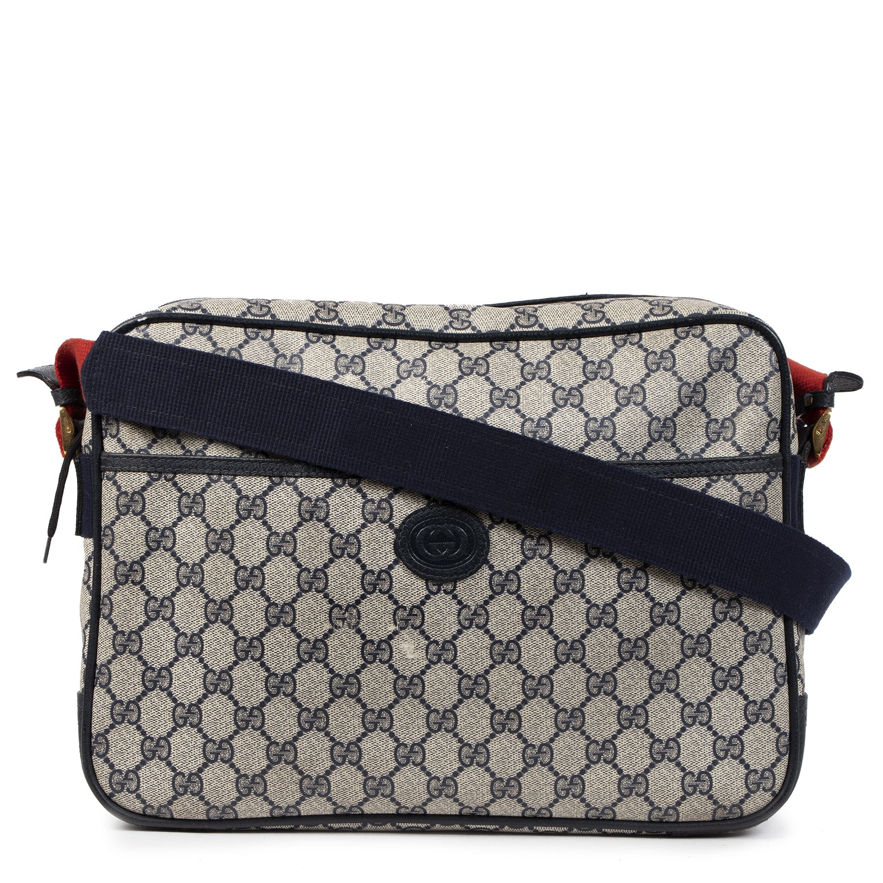 Authentic second-hand vintage Gucci Beige GG Canvas Messenger Bag buy online webshop LabelLOV