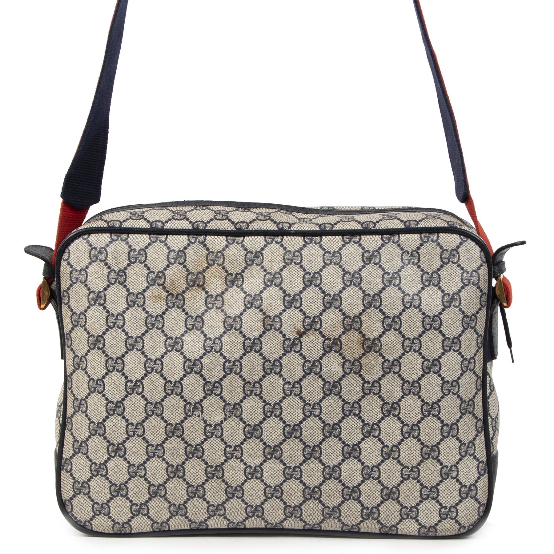 Authentic second-hand vintage Gucci Beige GG Canvas Messenger Bag buy online webshop LabelLOV