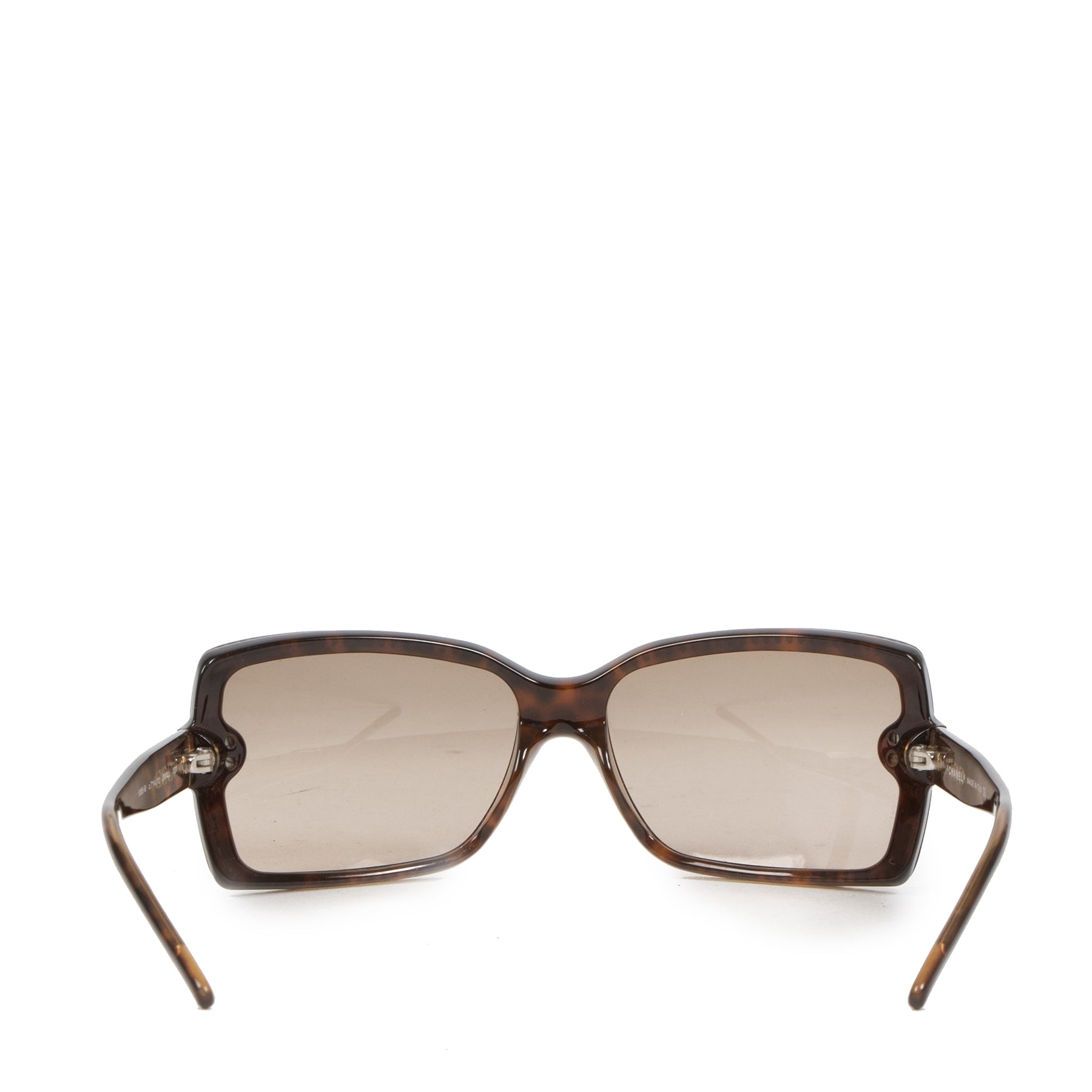 Authentieke Tweedehands Chanel Rhinestone Trim Brown Sunglasses juiste prijs veilig online shoppen luxe merken webshop winkelen Antwerpen België mode fashion