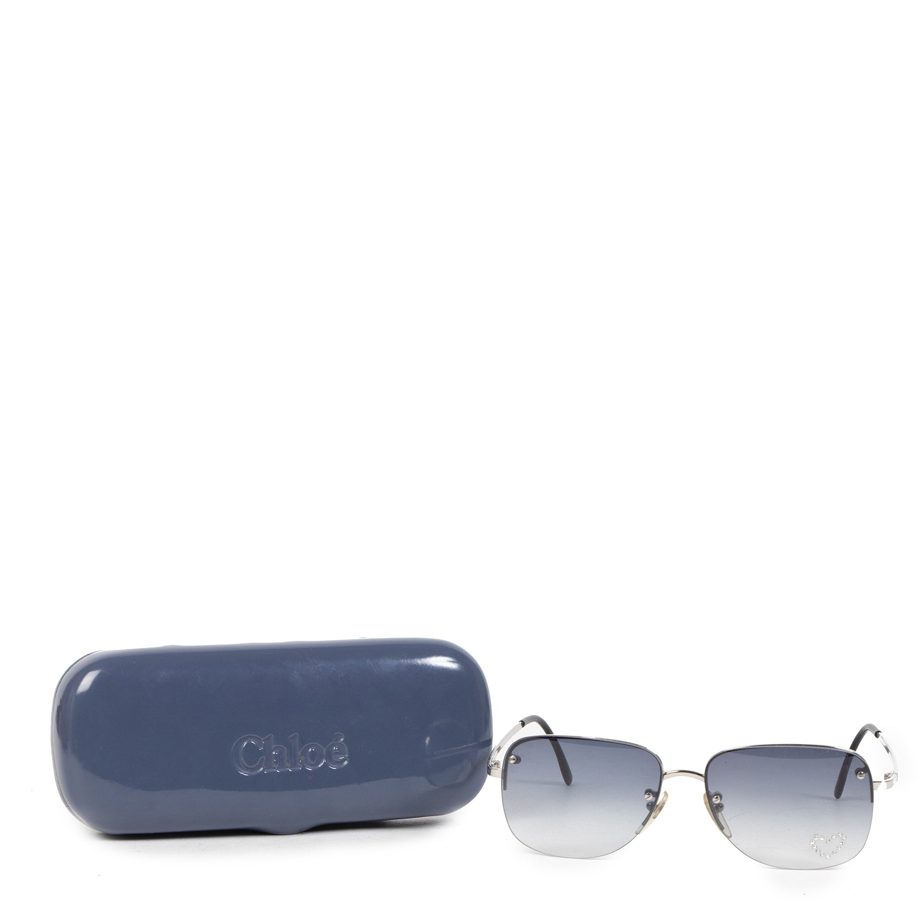 Authentic secondhand Chloé Blue Rhinestone Swarovski Sunglasses designer accessories designer brands fashion luxury vintage webshop safe secure online shopping worldwide shipping delivery