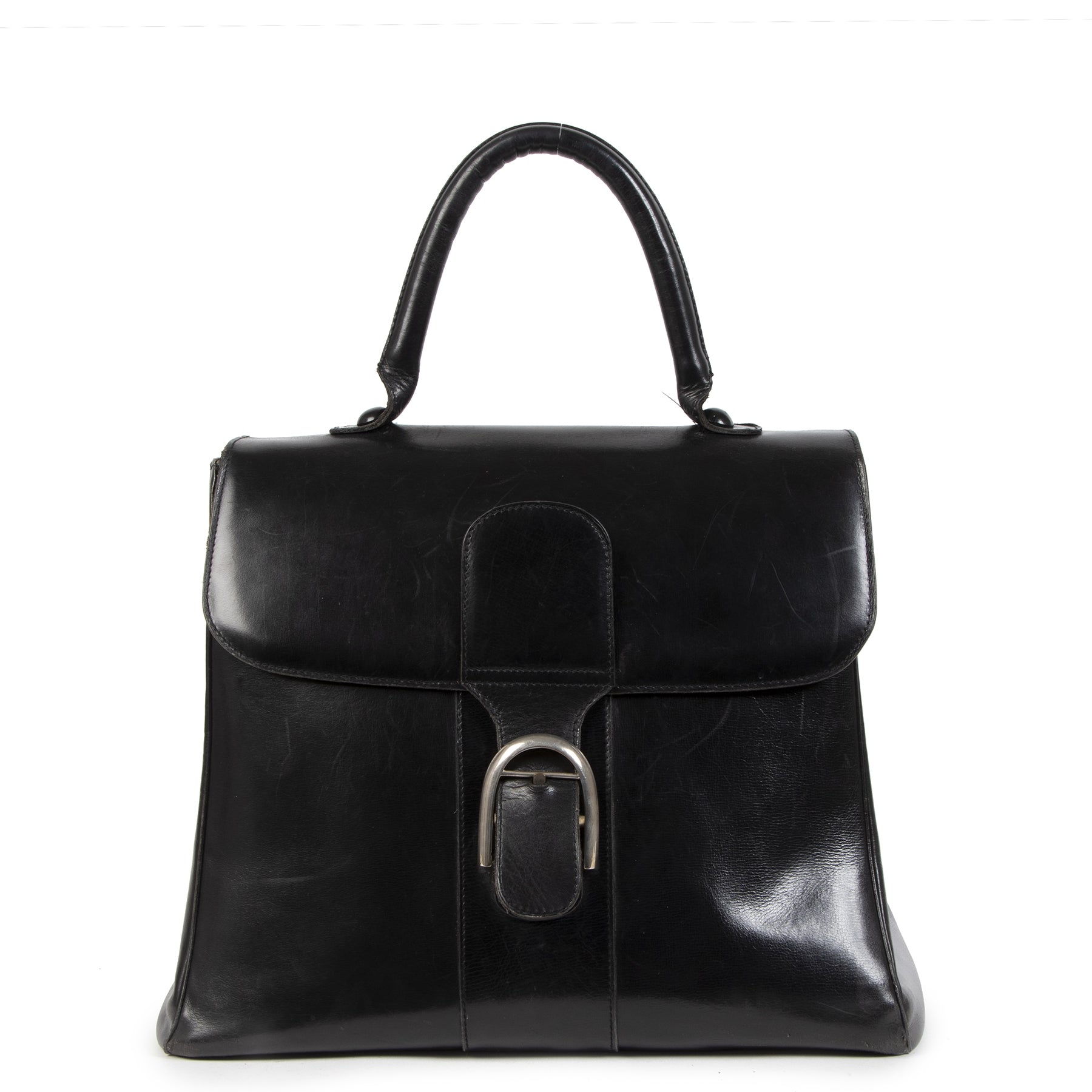 Authentic secondhand Delvaux Black Leather Brillant GM designer bags designer brands fashion luxury vintage webshop safe secure online shopping worldwide shipping Antwerp Belgium