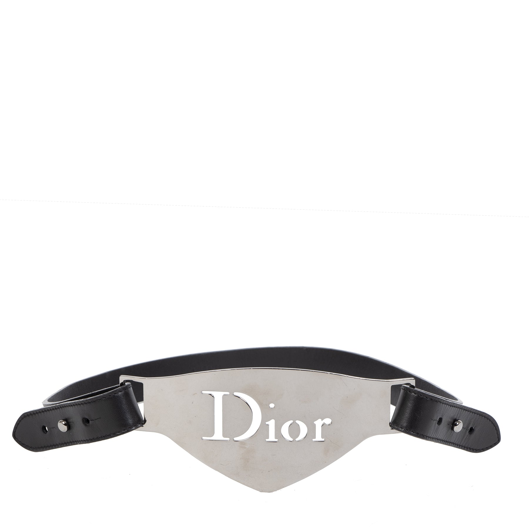 Authentic secondhand Dior Black Silver Logo Belt - Size 85 designer accessories designer brands fashion luxury vintage webshop safe secure online shopping worldwide shipping delivery