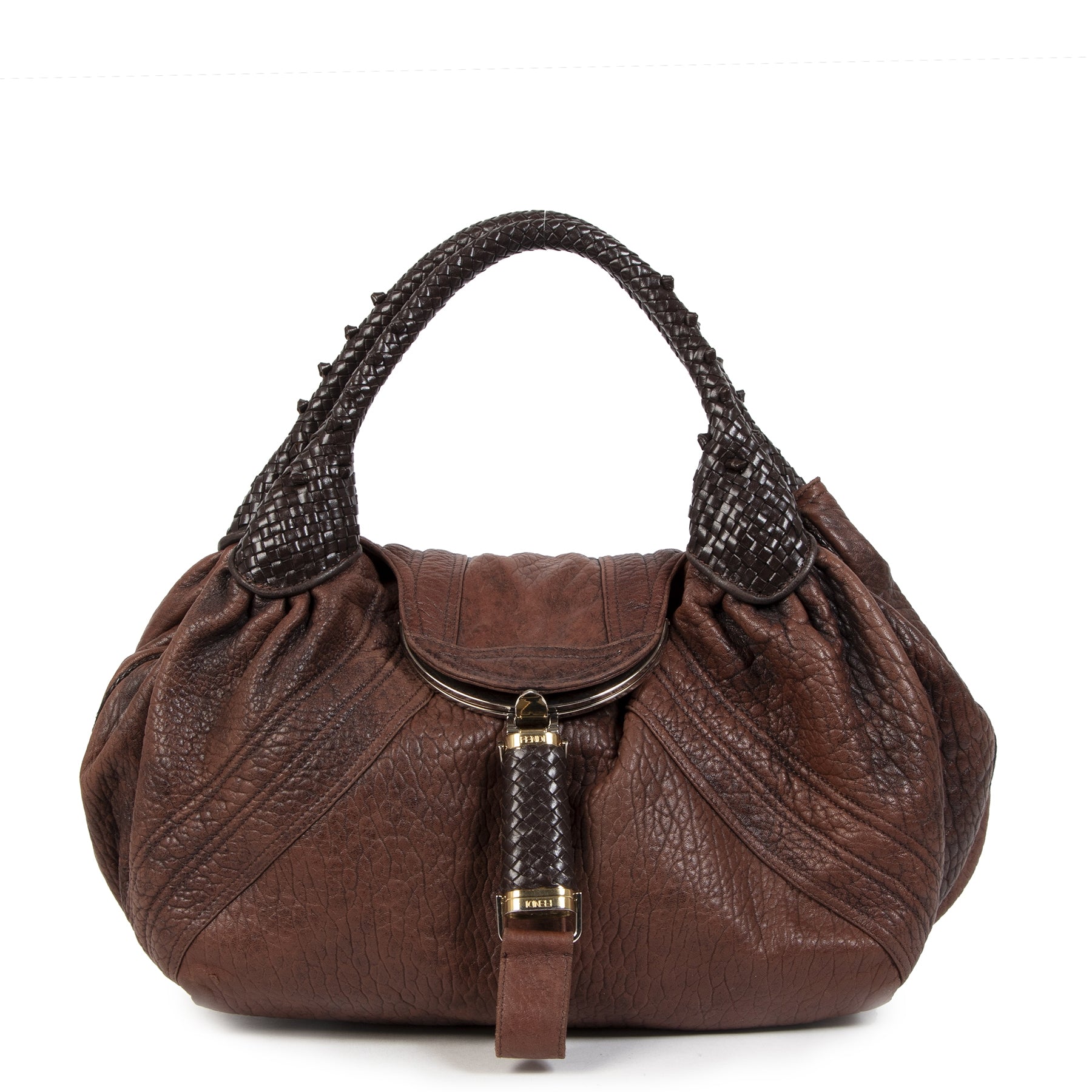 Authentic secondhand Fendi Brown Leather Hobo 'Spy' Bag designer bags designer brands fashion luxury vintage webshop safe secure online shopping worldwide shipping delivery
