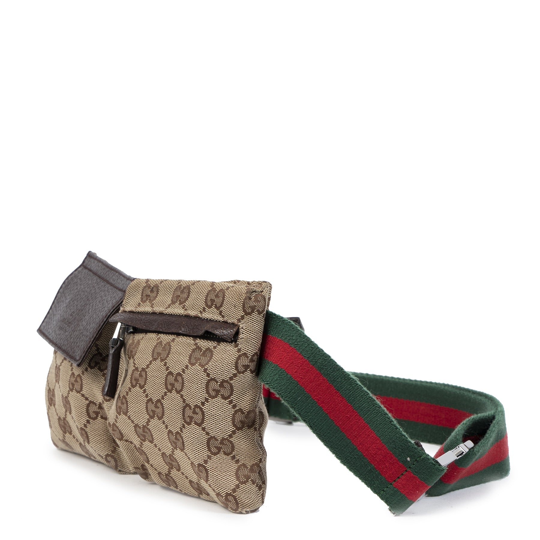 Authentieke Tweedehands Gucci GG Monogram Web Belt Bag juiste prijs veilig online shoppen luxe merken webshop winkelen Antwerpen België mode fashion