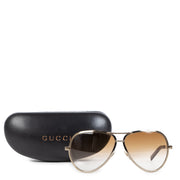 Authentic secondhand Gucci Brown Gradient Aviator Sunglasses designer accessories fashion luxury vintage webshop safe secure online shopping worldwide shipping delivery Antwerp Belgium