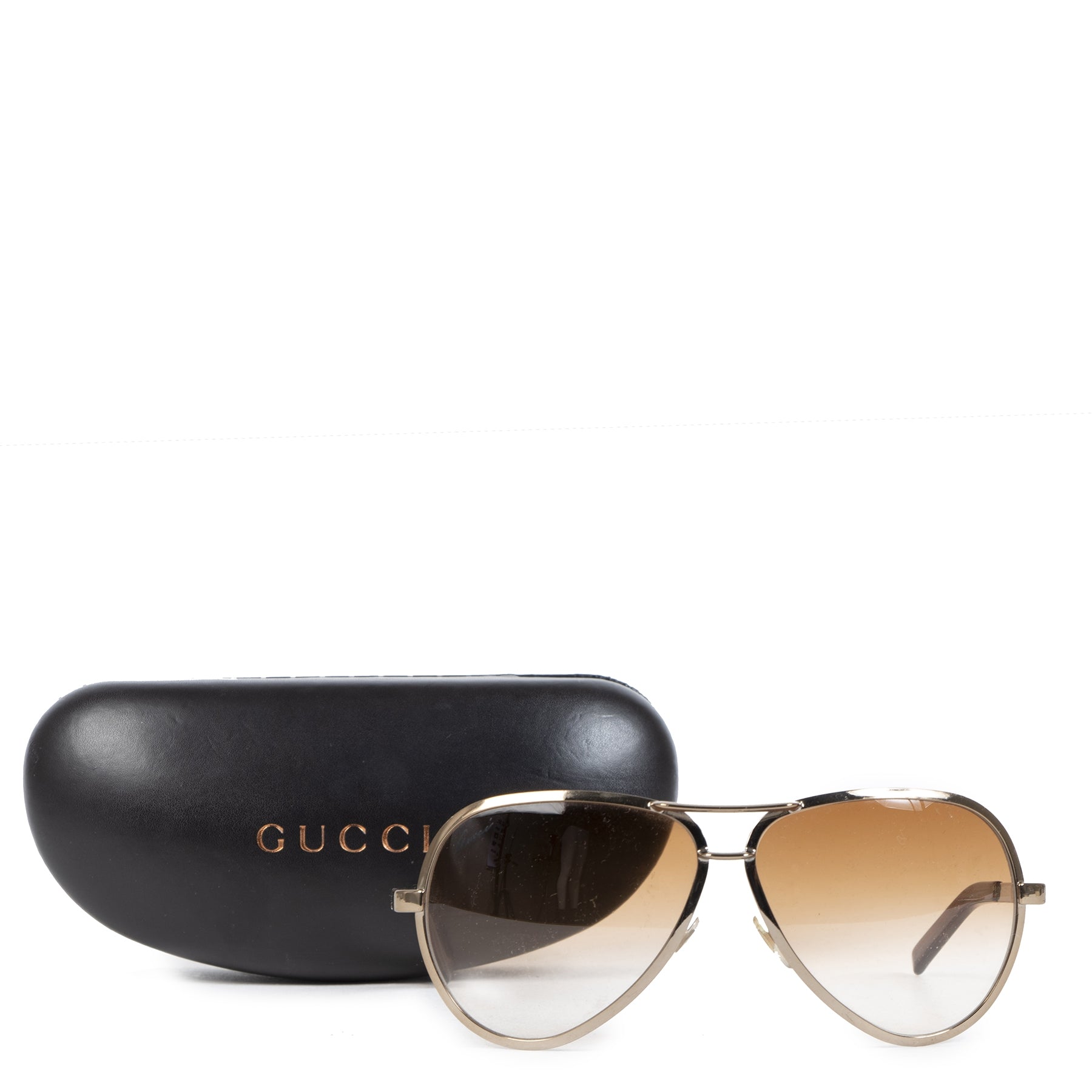 Authentic secondhand Gucci Brown Gradient Aviator Sunglasses designer accessories fashion luxury vintage webshop safe secure online shopping worldwide shipping delivery Antwerp Belgium