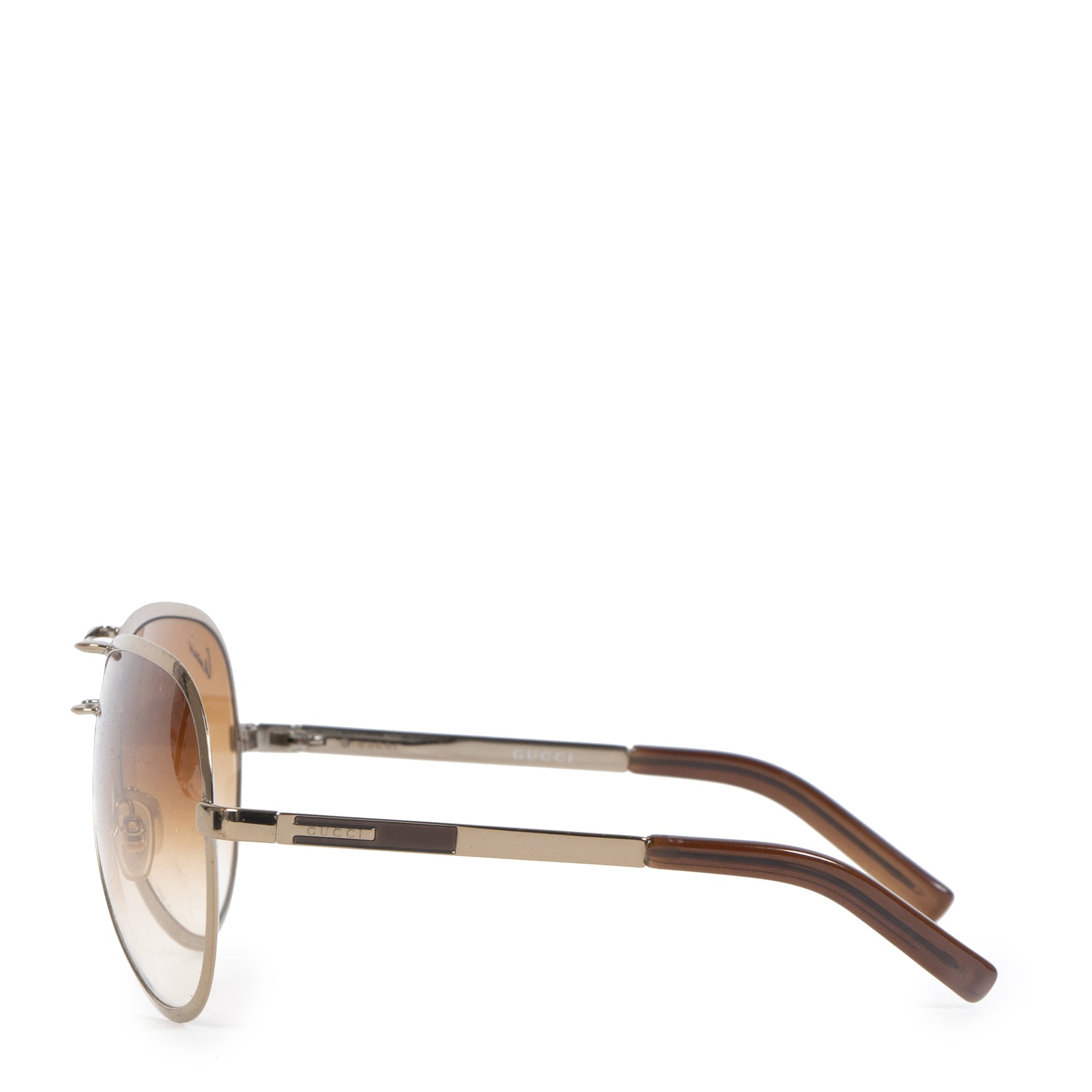 Authentieke Tweedehands Gucci Brown Gradient Aviator Sunglasses juiste prijs veilig online shoppen luxe merken zonnebrillen webshop winkelen Antwerpen België mode fashion