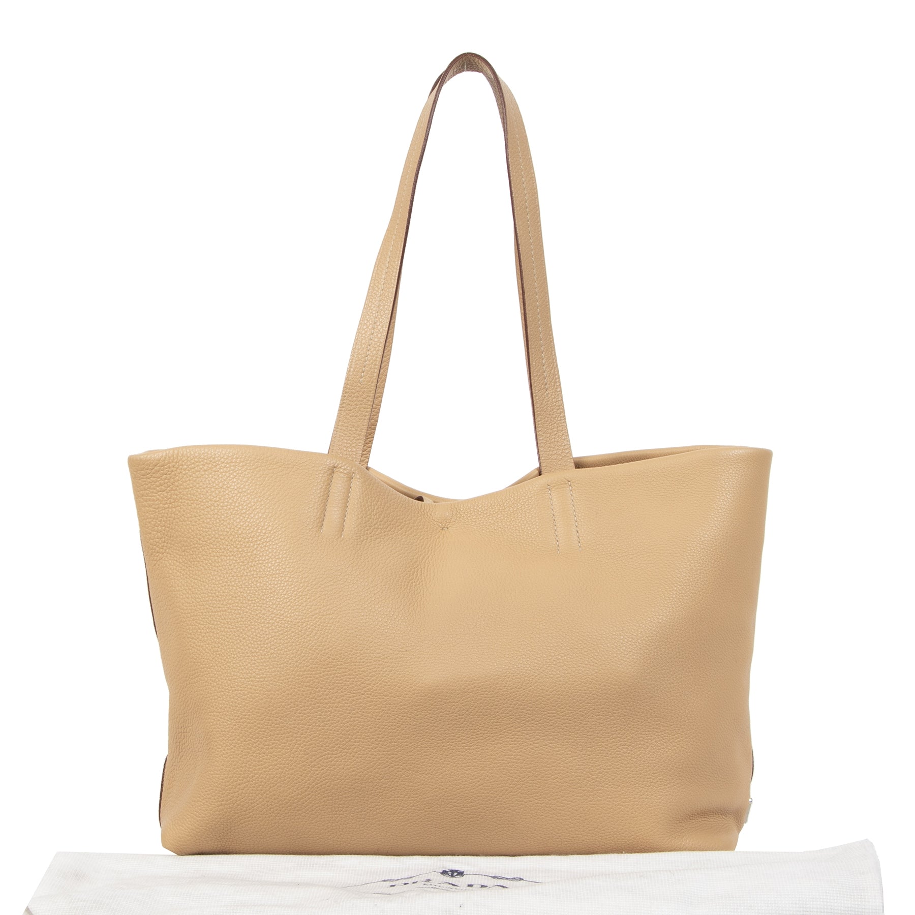 Authentic secondhand Prada Beige Leather Tote Bag designer bags fashion luxury vintage webshop designer brands safe secure online shopping worldwide shipping delivery