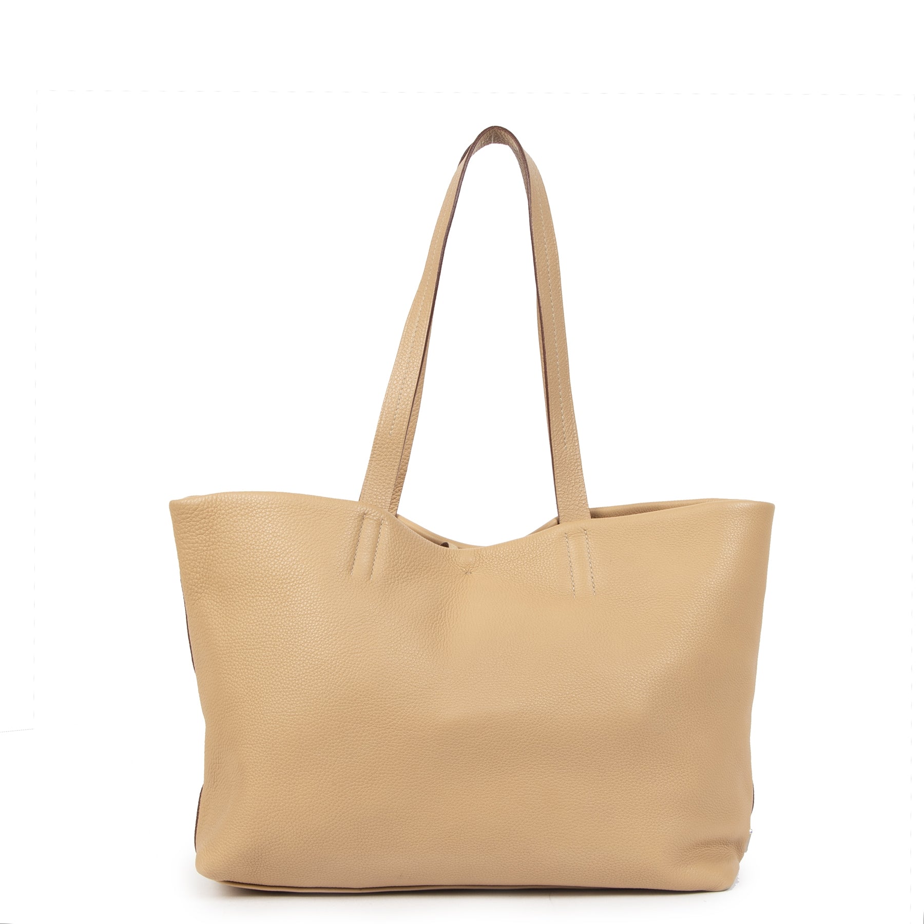 Authentieke Tweedehands Prada Beige Leather Tote Bag juiste prijs veilig online shoppen luxe merken webshop winkelen Antwerpen België mode fashion