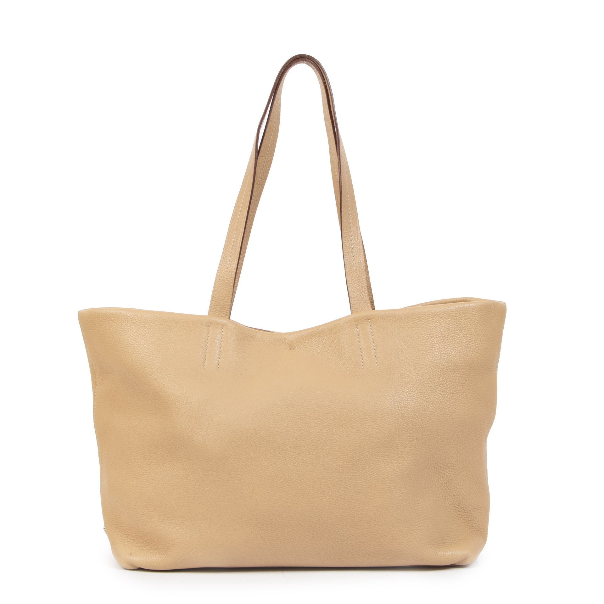Authentieke Tweedehands Prada Beige Leather Tote Bag juiste prijs veilig online shoppen luxe merken webshop winkelen Antwerpen België mode fashion