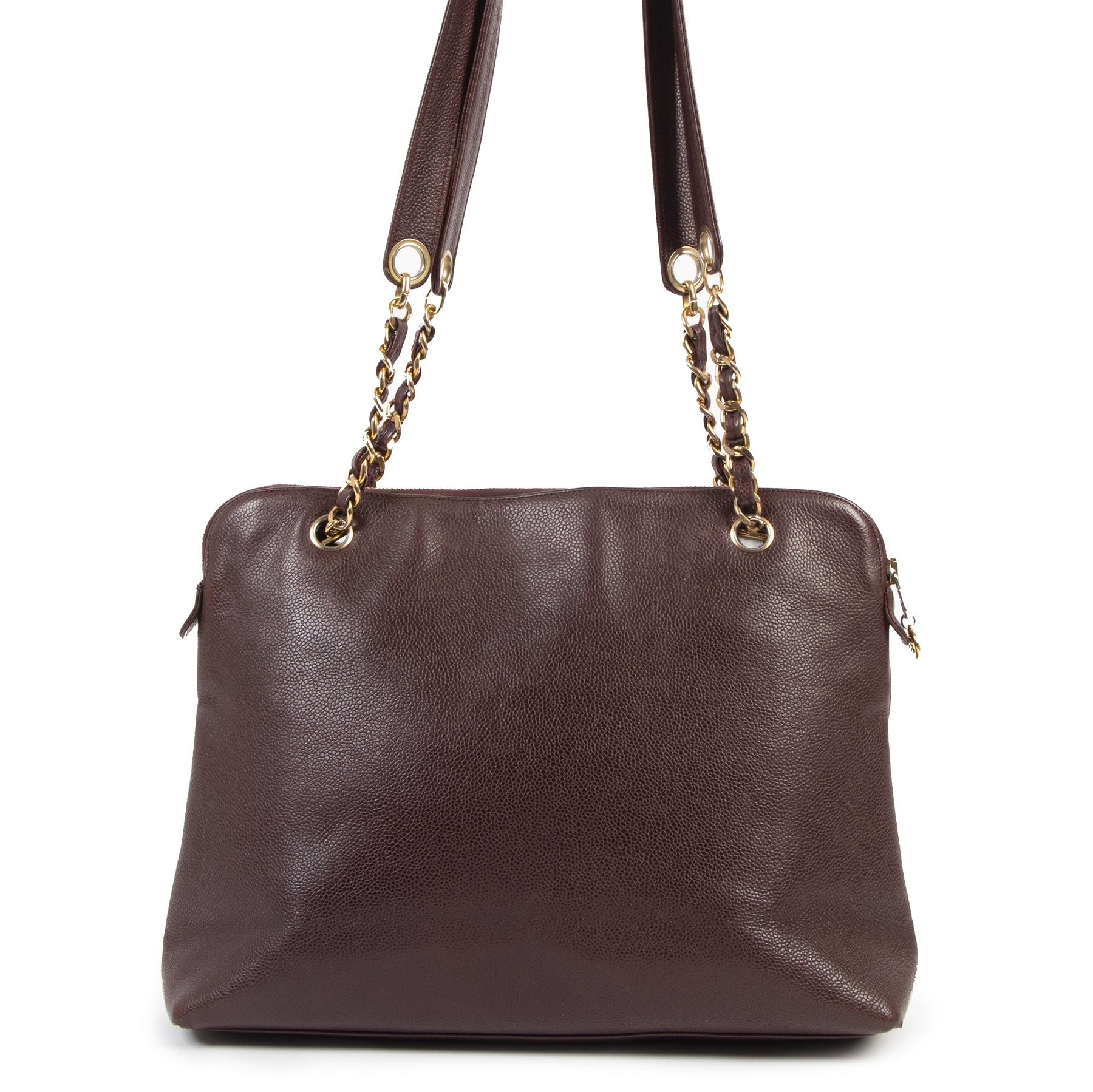 Koop authentieke tweedehands Chanel Burgundy Leather Front Flag Shoulder bag aan de juiste prijs online in alle veiligheid bij LabelLOV Antwerpen