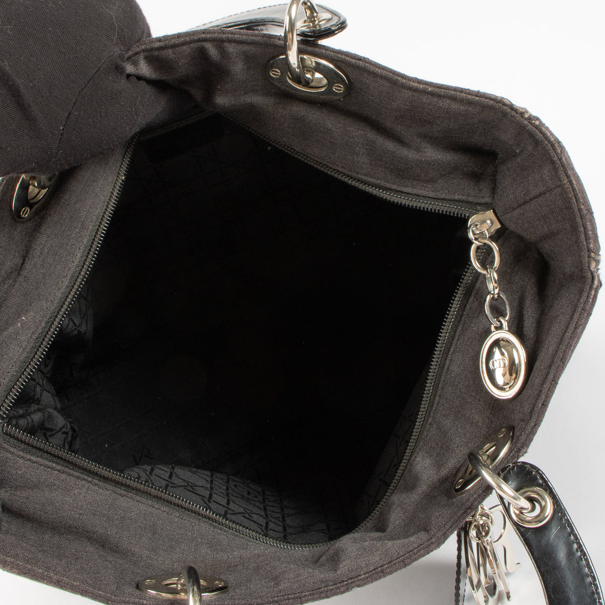 Christian Dior Black Fabric Medium Lady Dior Bag