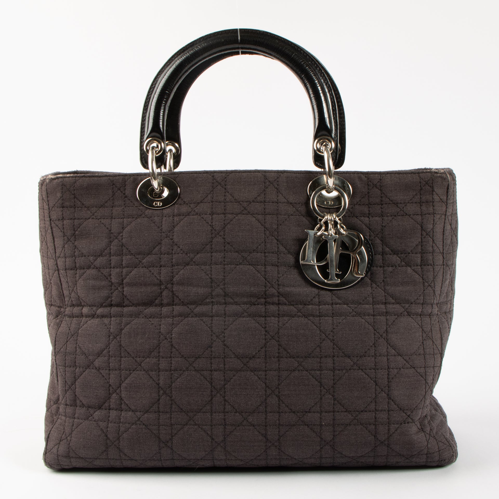 Christian Dior Black Fabric Medium Lady Dior Bag