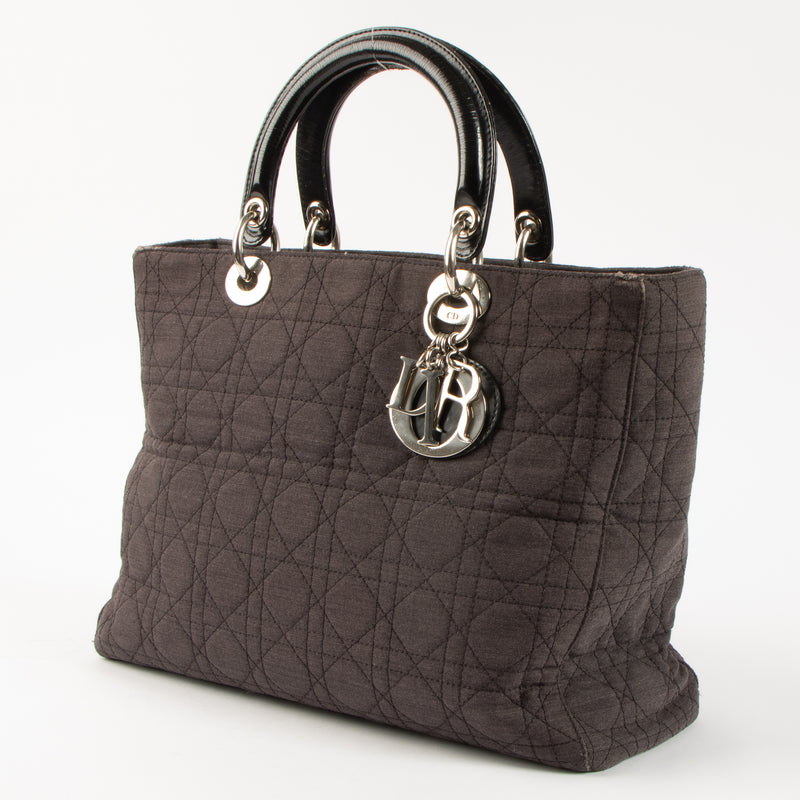Christian Dior Black Fabric Medium Lady Dior Bag