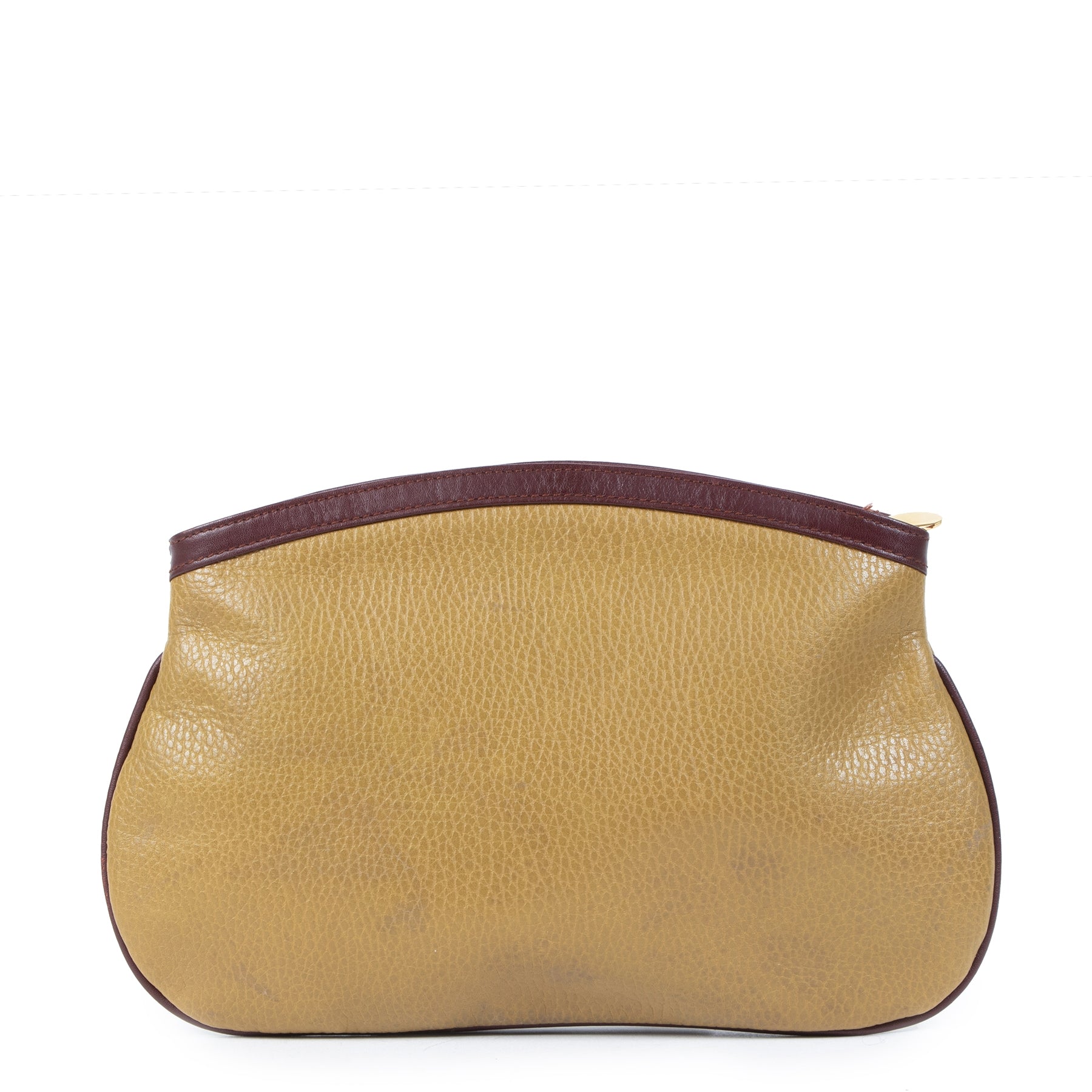 Authentieke Tweedehands Cartier Yellow Mustard Pouch Cartier toiletzak geel juiste prijs veilig online shoppen luxe merken webshop winkelen Antwerpen België mode fashion