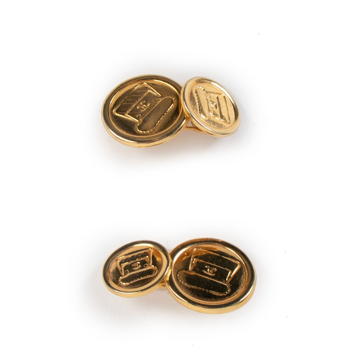 Chanel Vintage CC Flap Bag Gold-Plated Cufflinks