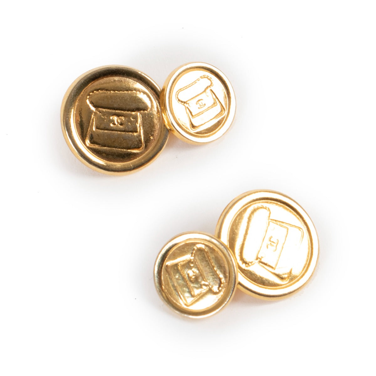Chanel Vintage CC Flap Bag Gold-Plated Cufflinks