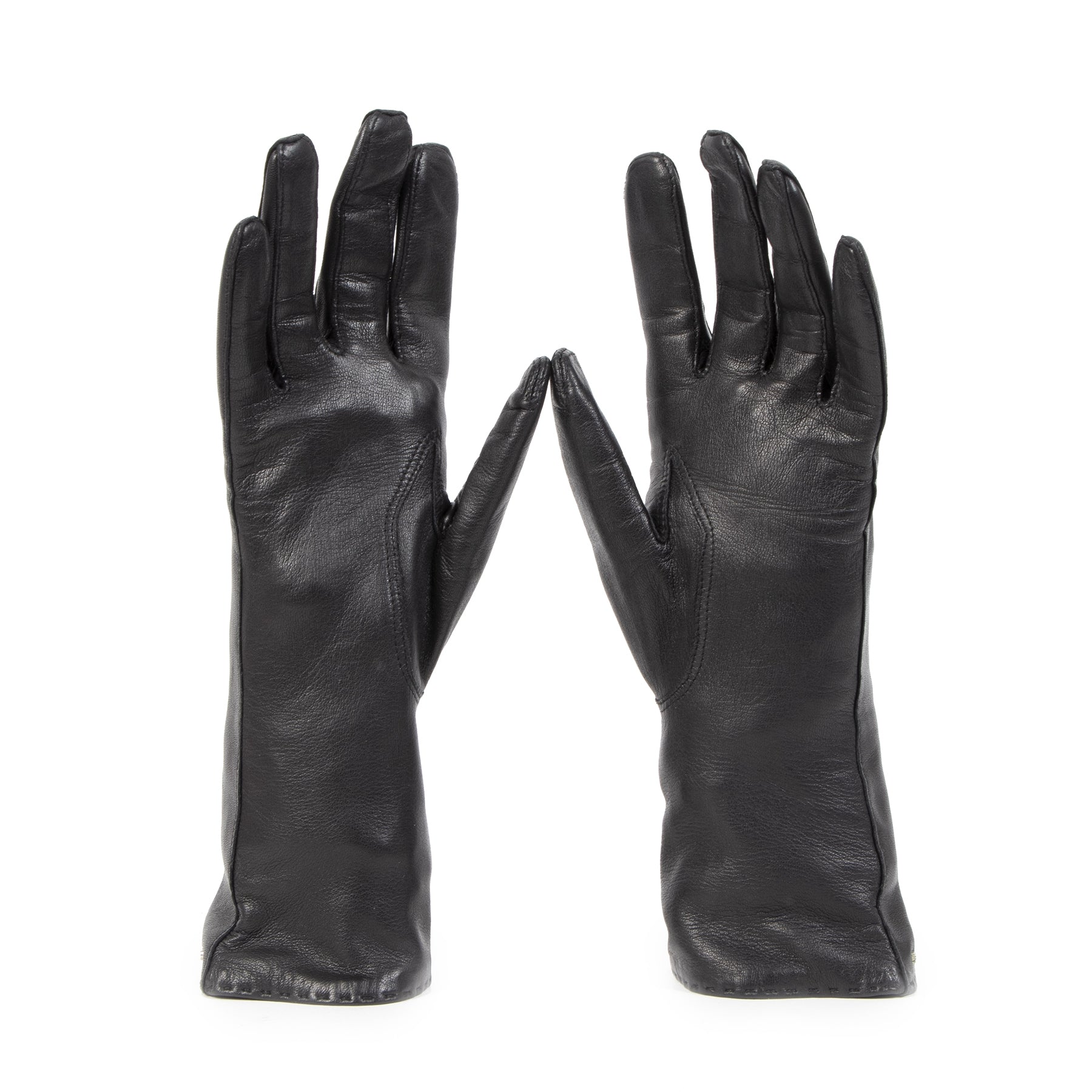 Authentic secondhand Delvaux Black Leather Gloves - Size 7 designer accessories designer brands fashion luxury vintage webshop safe secure online shopping worldwide shipping