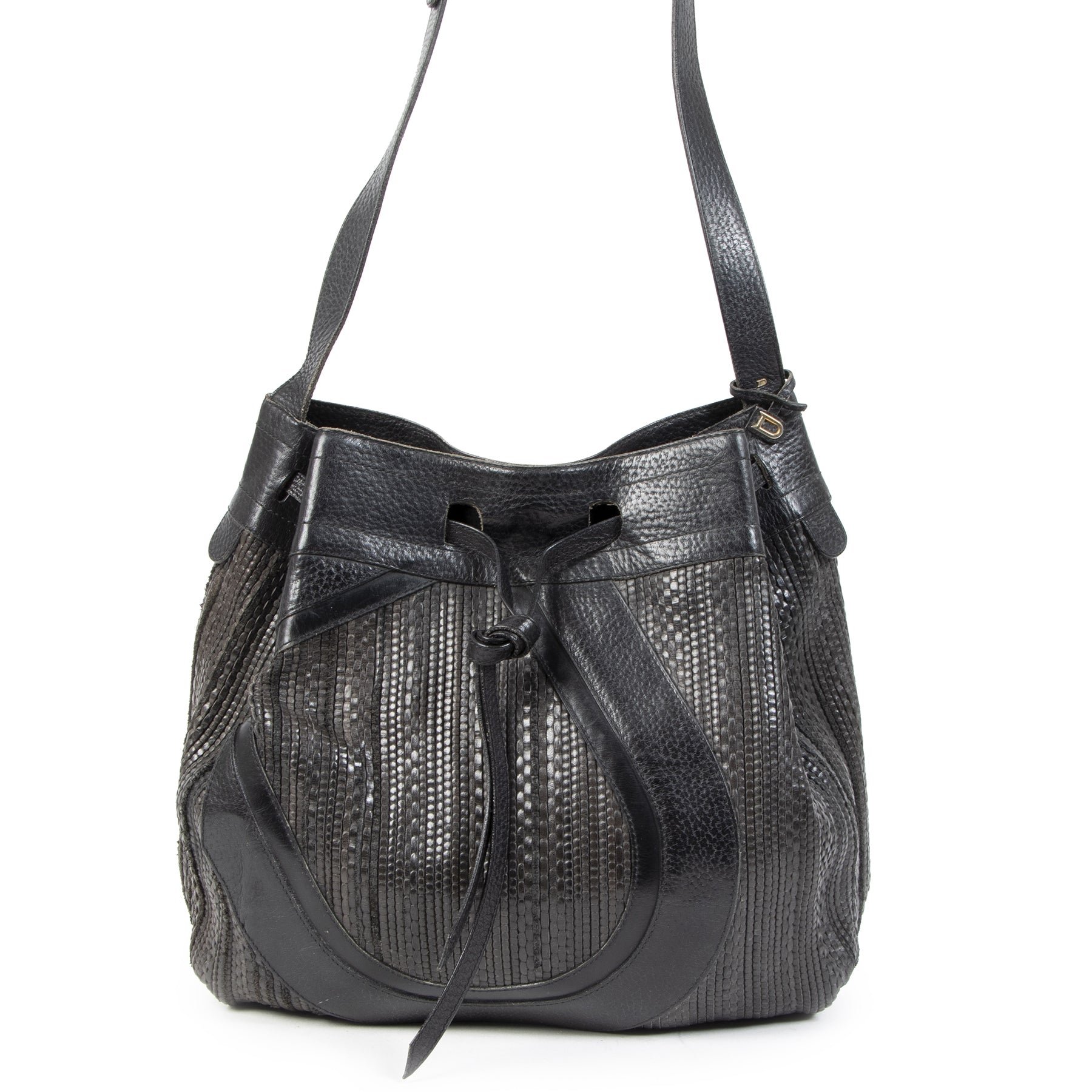 Delvaux Black Toile De Cuir Shoulder Bag