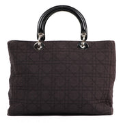 Buy an authentic second-hand Christian Dior Grey Fabric Lady Dior Large Top handle Bag in good condition at Labellov in Antwerp.