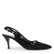Hermès Black Suede Buckle Slingback Pumps for the best price at Labellov secondhand