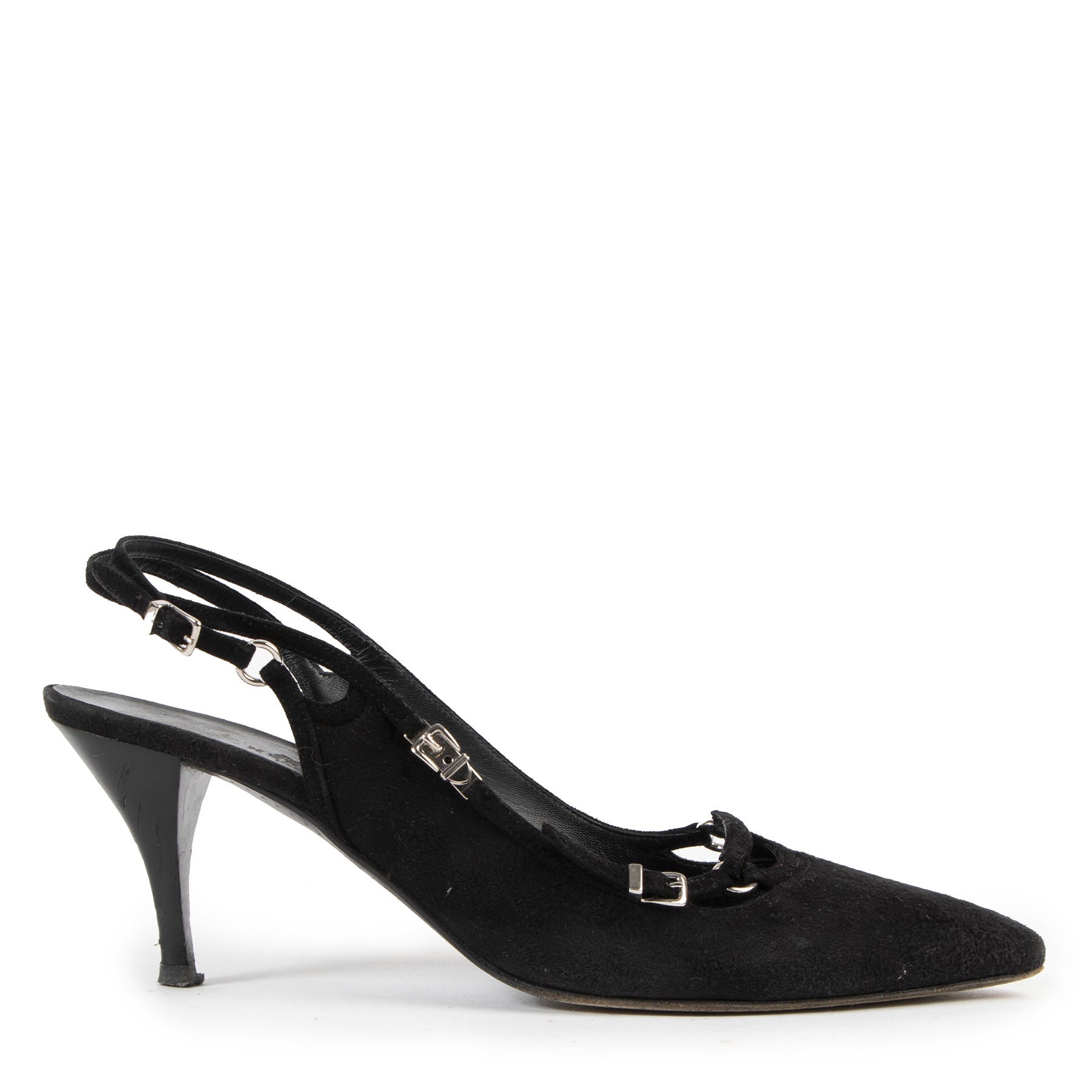 Hermès Black Suede Buckle Slingback Pumps for the best price at Labellov secondhand