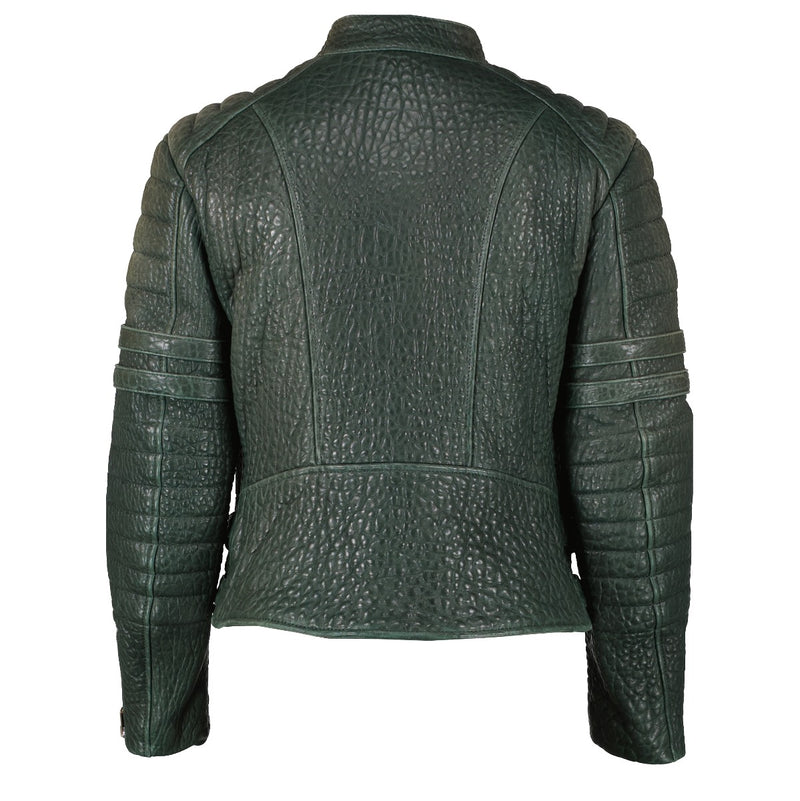 Celine Khaki Green Leather Biker Jacket