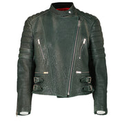 Celine Khaki Green Leather Biker Jacket