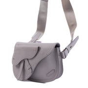 Christian Dior Grey Leather Saddle Pouch Bag