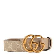Gucci GG Marmont Beige and White Thin Belt
