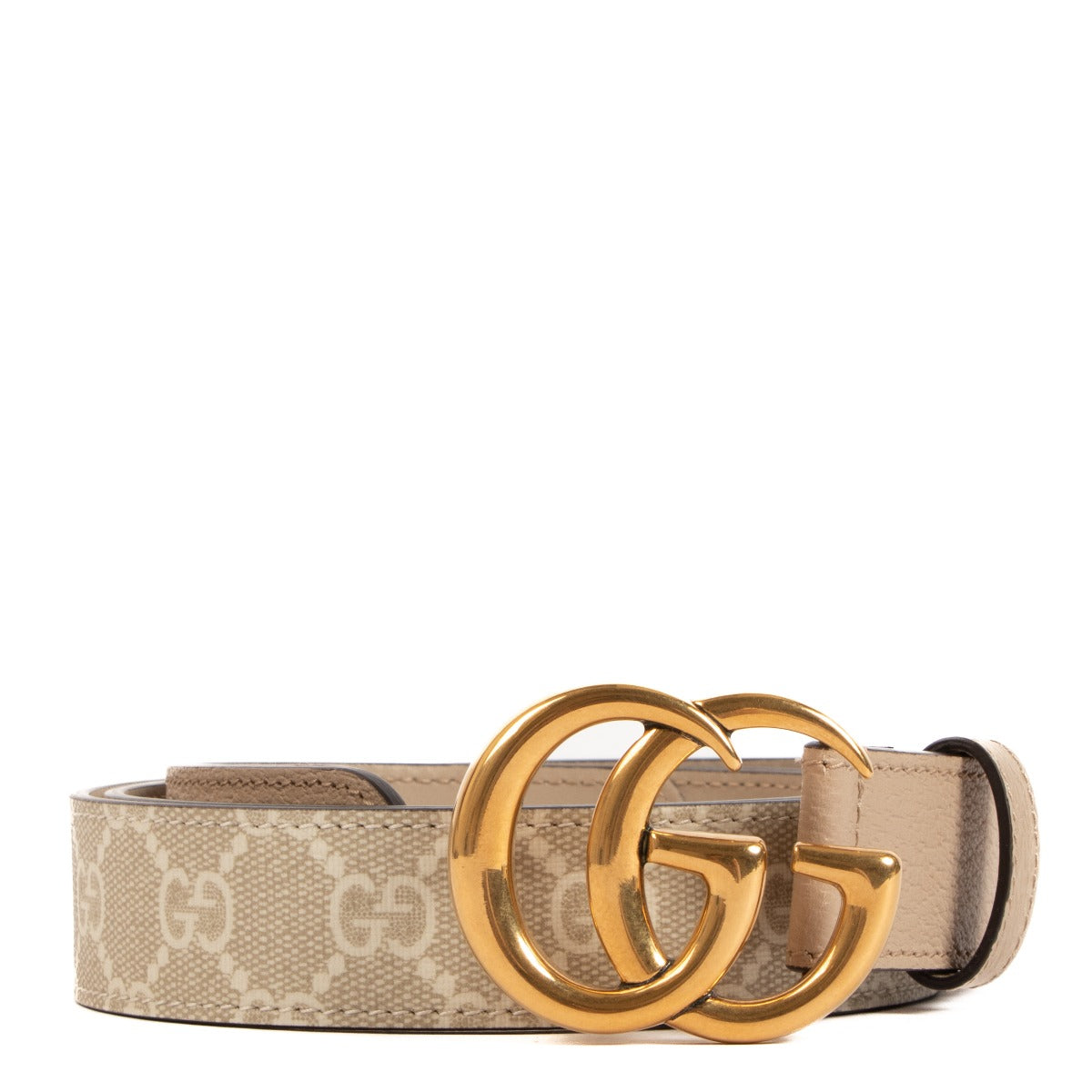 Gucci GG Marmont Beige and White Thin Belt