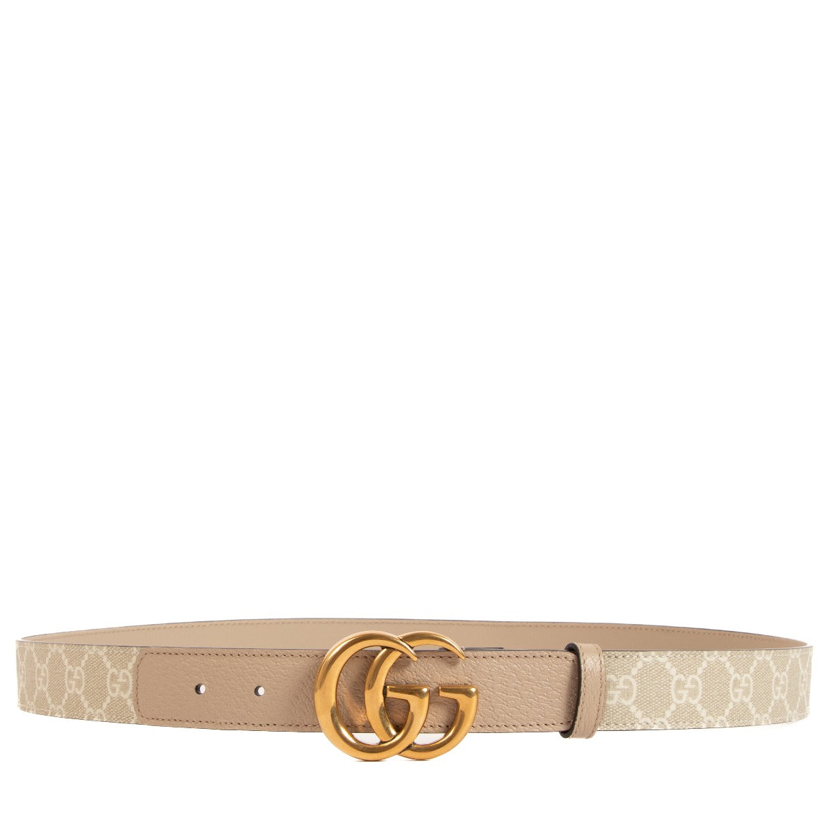 Gucci GG Marmont Beige and White Thin Belt