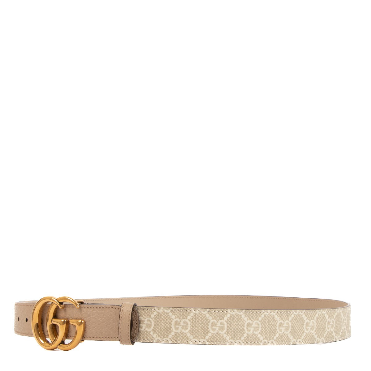 Gucci GG Marmont Beige and White Thin Belt - size 100