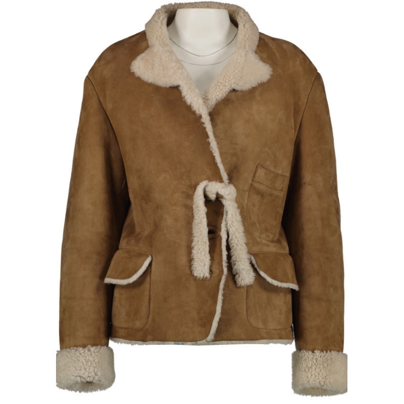 Gucci Tom Ford Beige Shearling Fur Coat