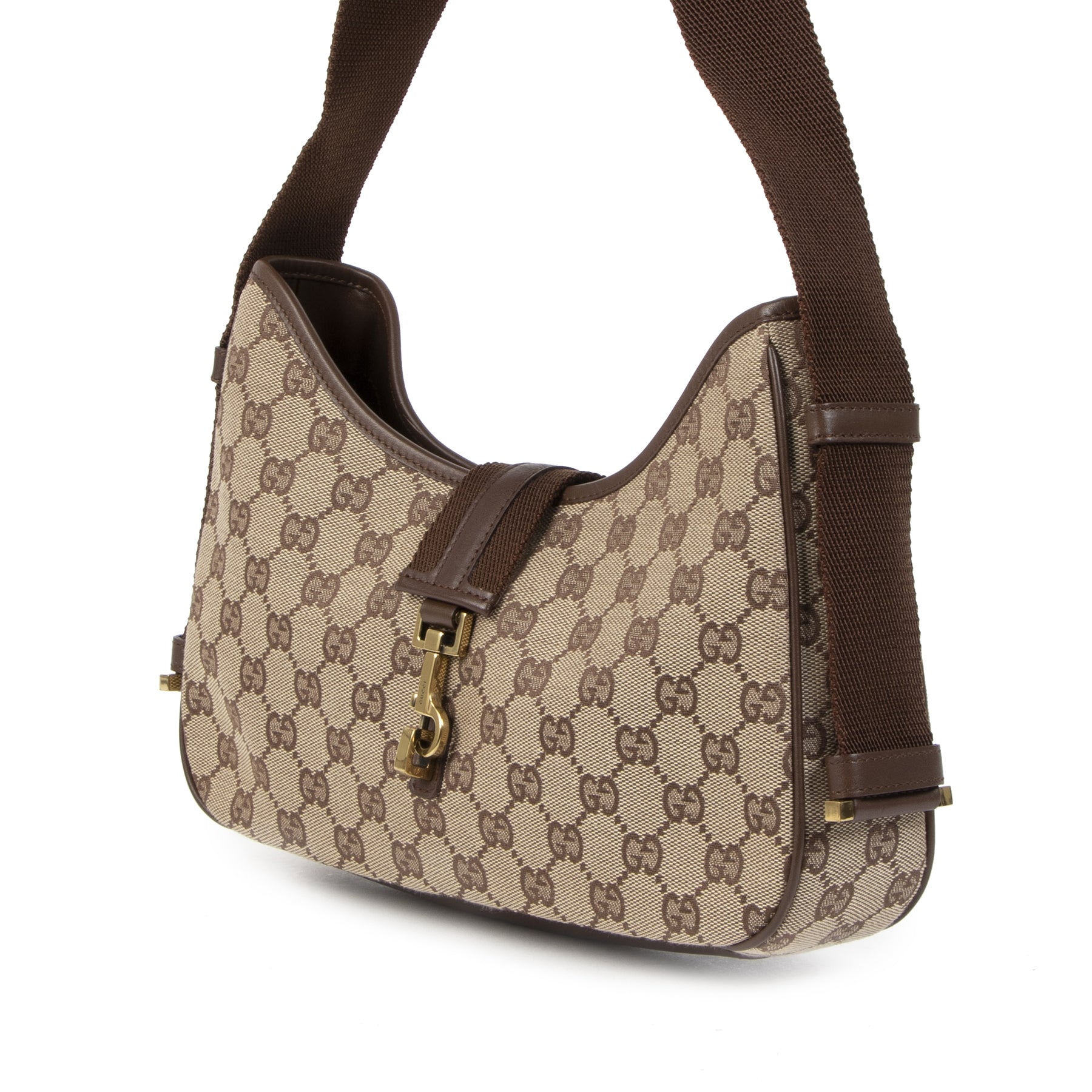Buy authentic secondhand Gucci Monogram Canvas Shoulder bag at the right price online safe and secure at LabelLOV luxury brand webshop Antwerp Belgium