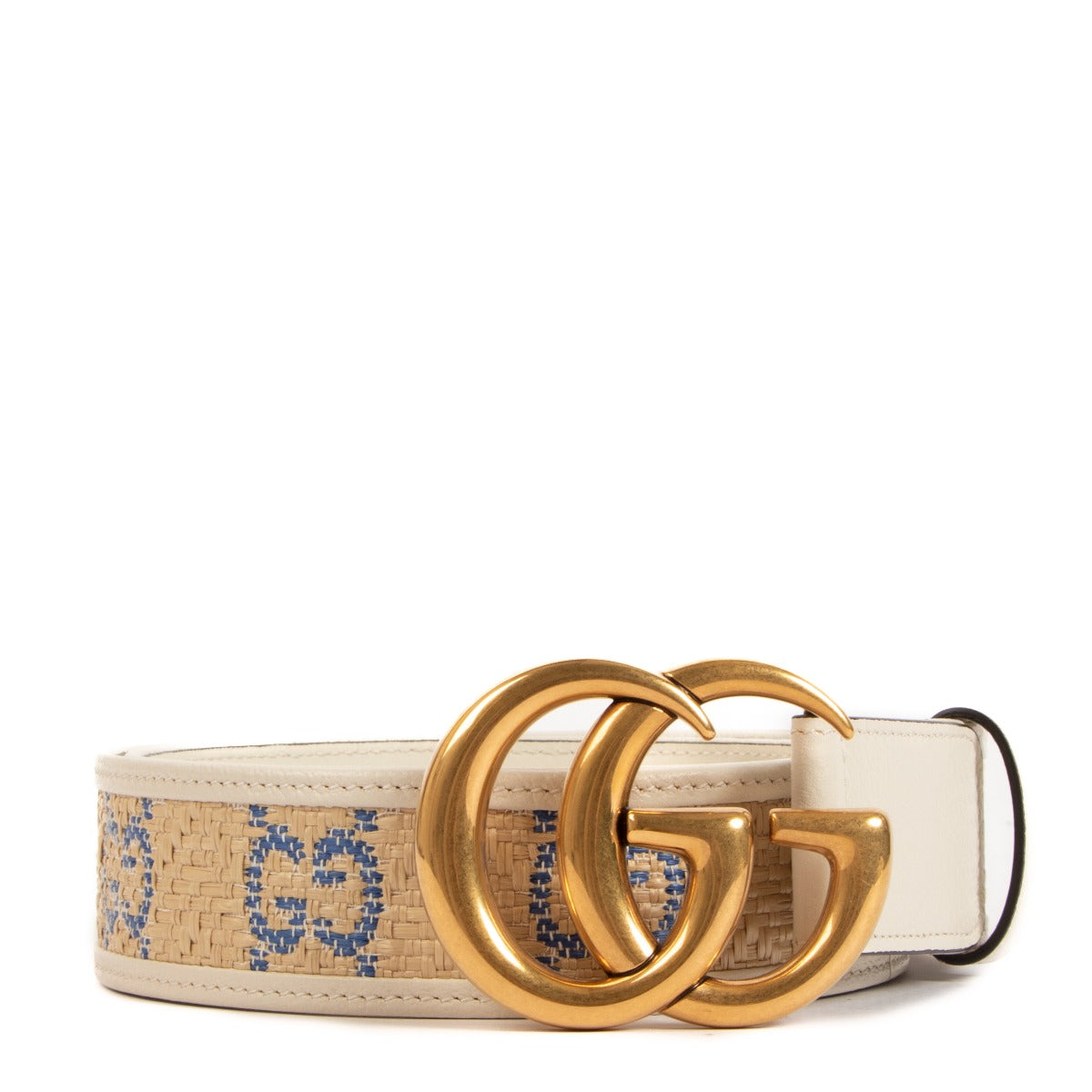 Gucci GG Marmont Raffia Belt